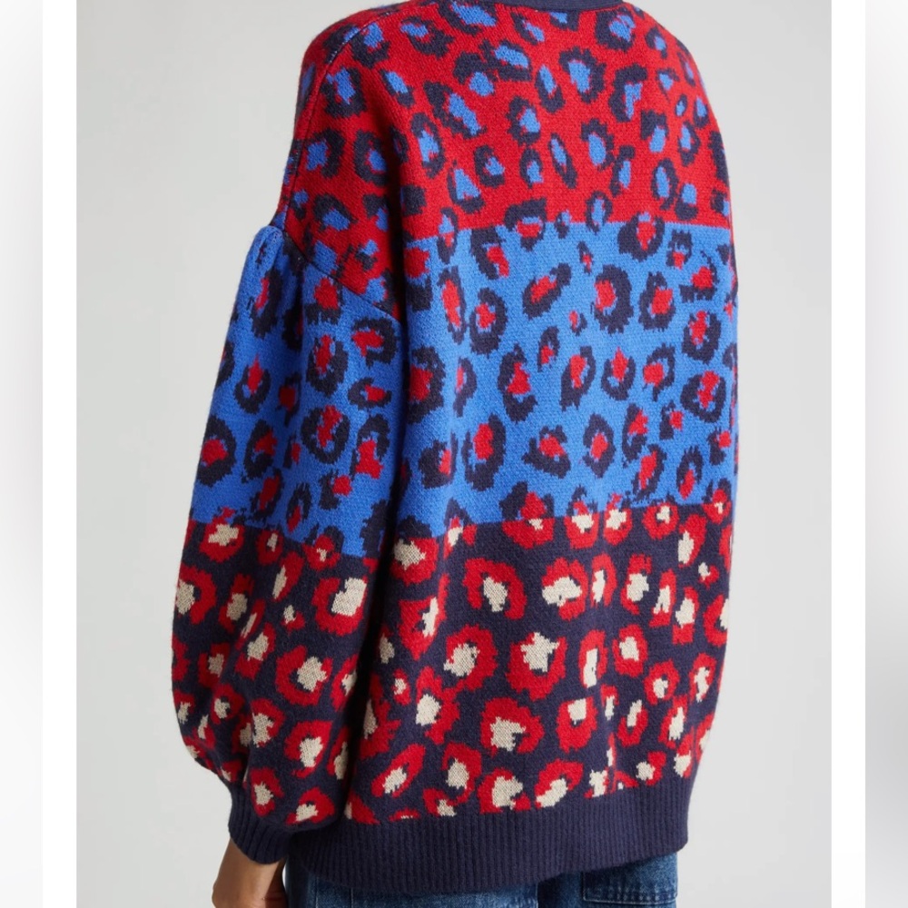 FARM RIO “Mixed Leopards” Spot Cardigan in Blue Multi - Picture 13 of 15